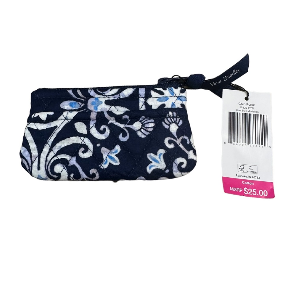 Vera Bradley Steel Blue Medallion Print Coin Purse